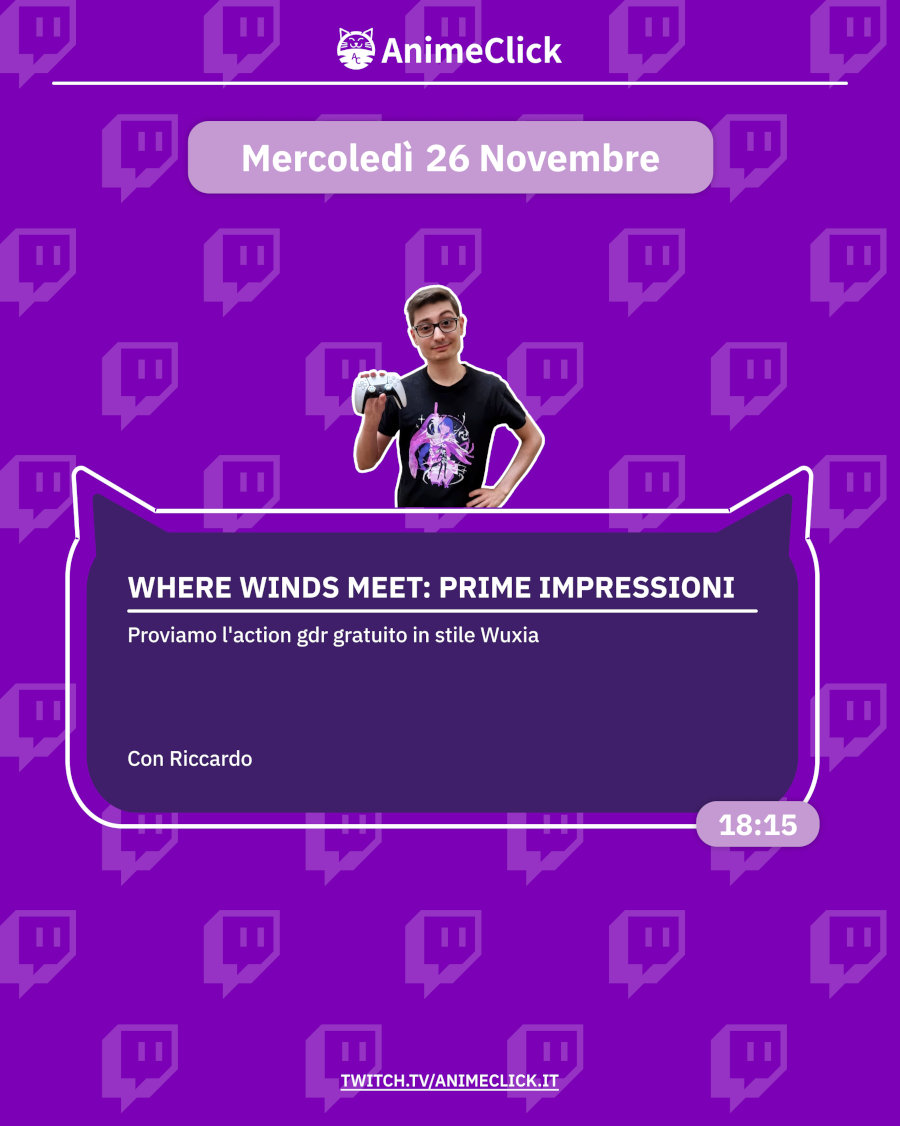 AnimeClick su Twitch: programma dal 24 al 30 novembre